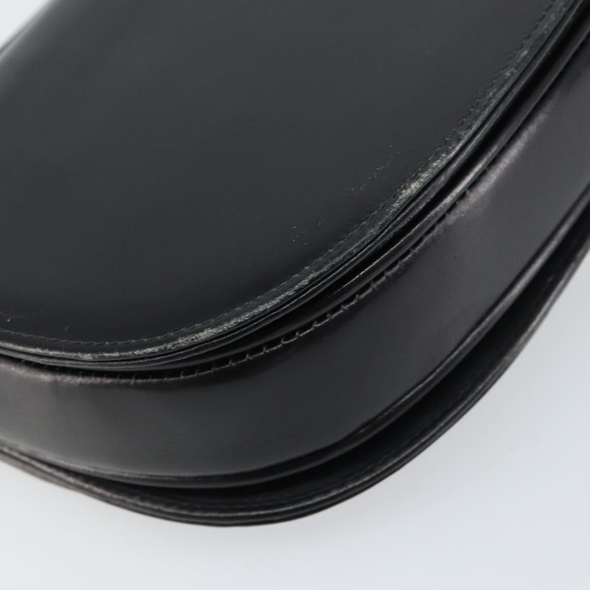 CELINE Horse Carriage Shoulder Bag Leather Black Gold Auth 161421