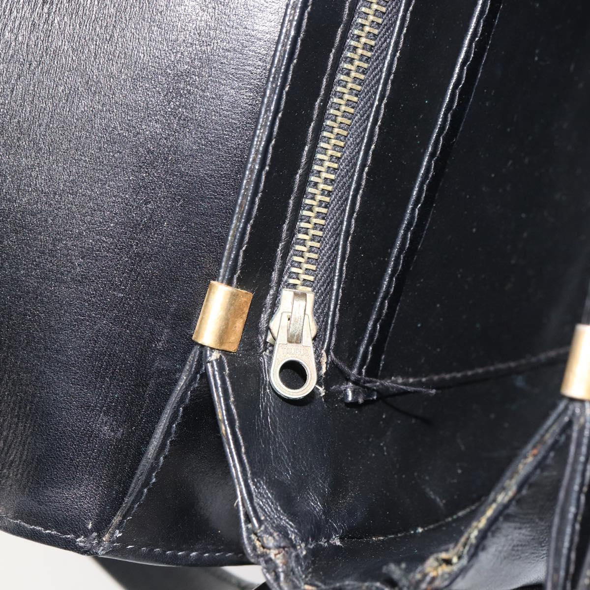 CELINE Horse Carriage Shoulder Bag Leather Black Gold Auth 161421