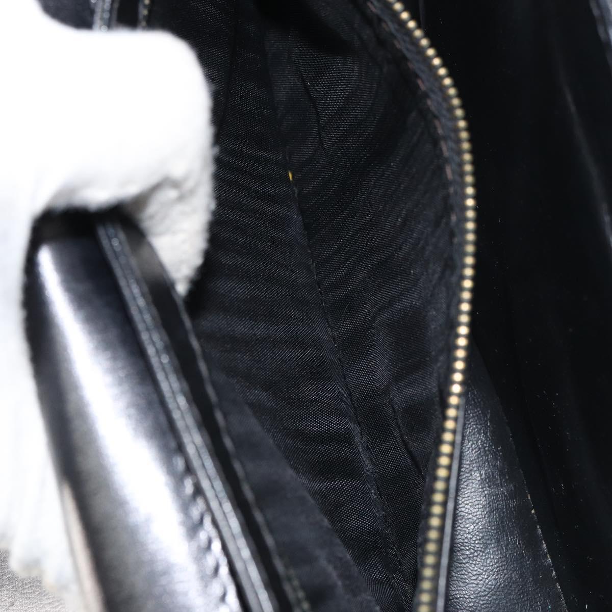 CELINE Horse Carriage Shoulder Bag Leather Black Gold Auth 161421