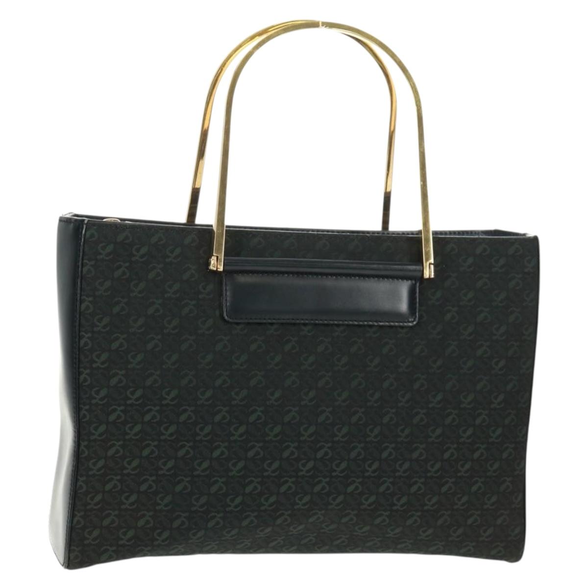LOEWE Hand Bag Canvas Black Gold Auth 161425V