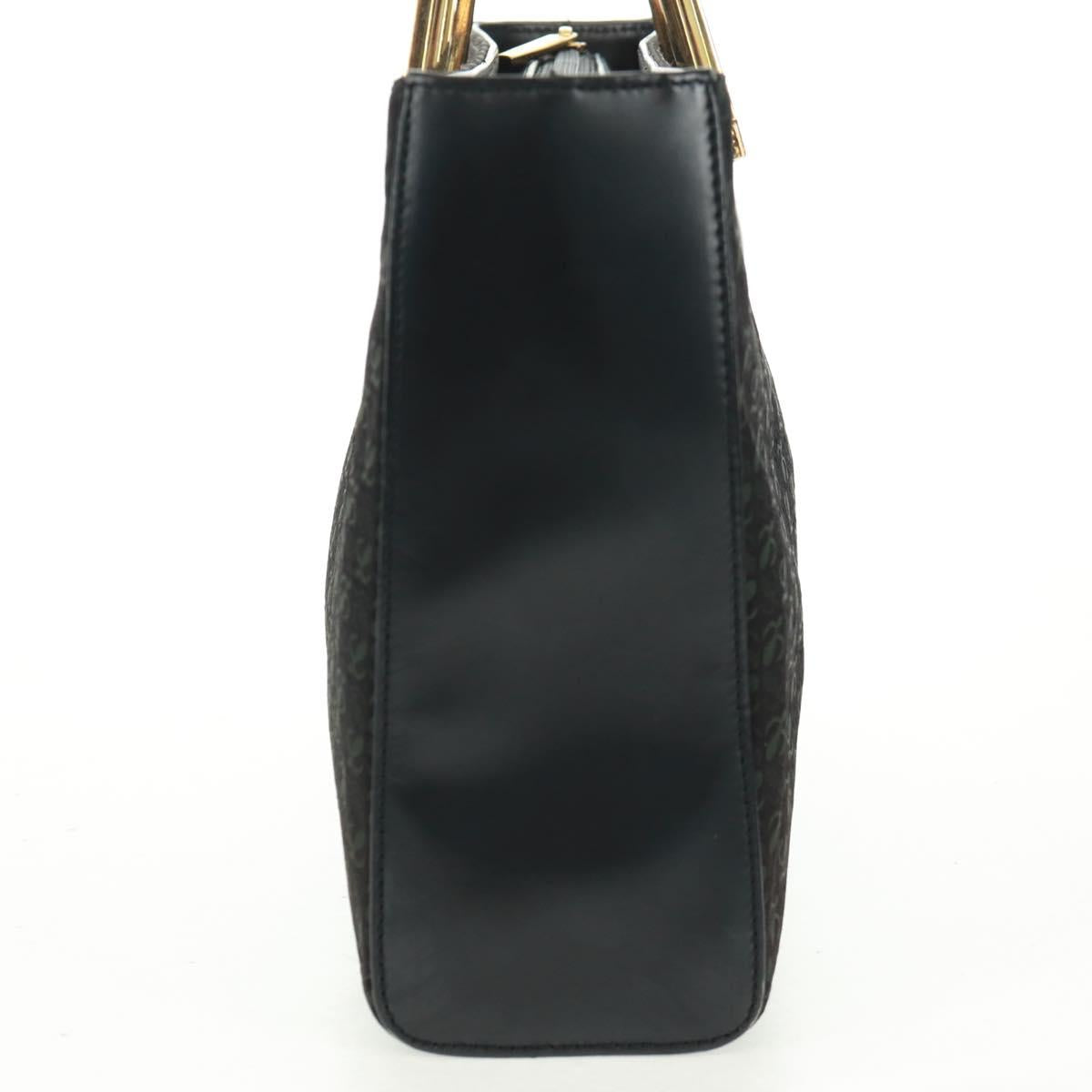LOEWE Hand Bag Canvas Black Gold Auth 161425V