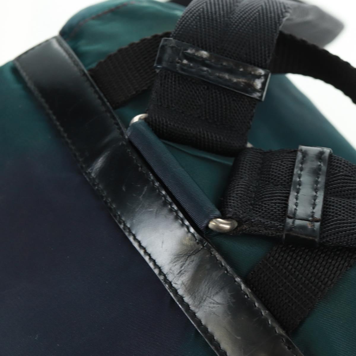 PRADA Backpack Nylon Green Silver Auth 161433