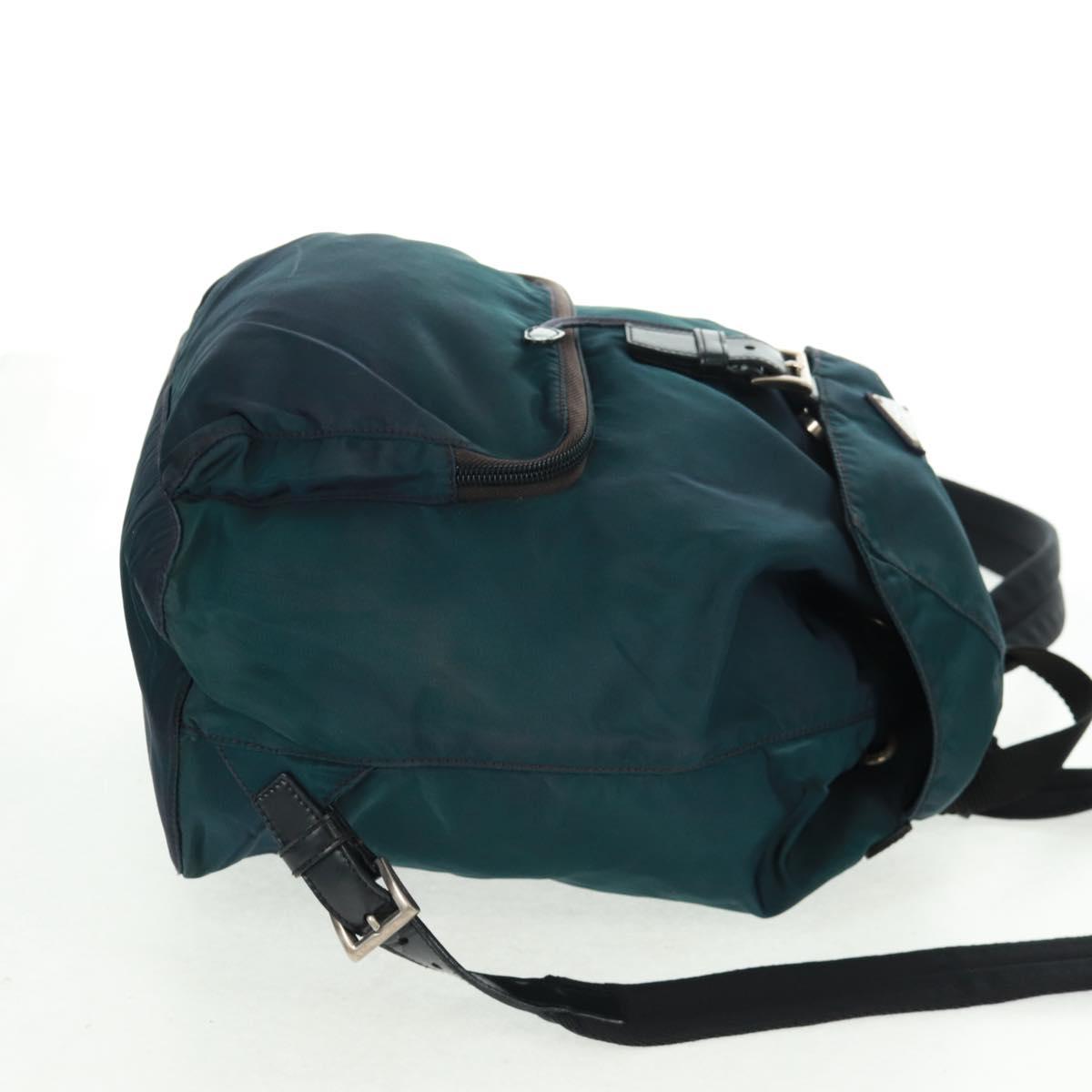 PRADA Backpack Nylon Green Silver Auth 161433
