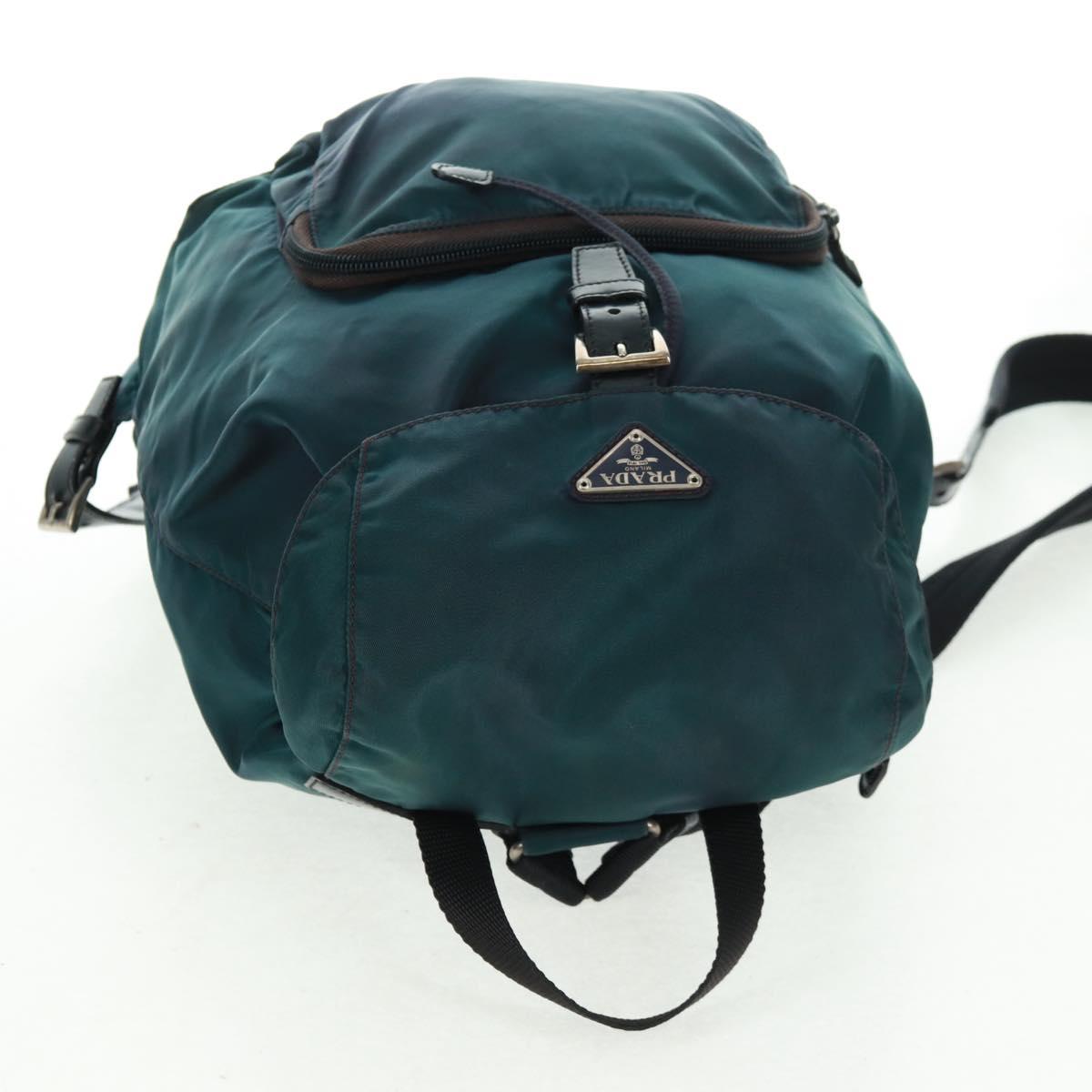 PRADA Backpack Nylon Green Silver Auth 161433