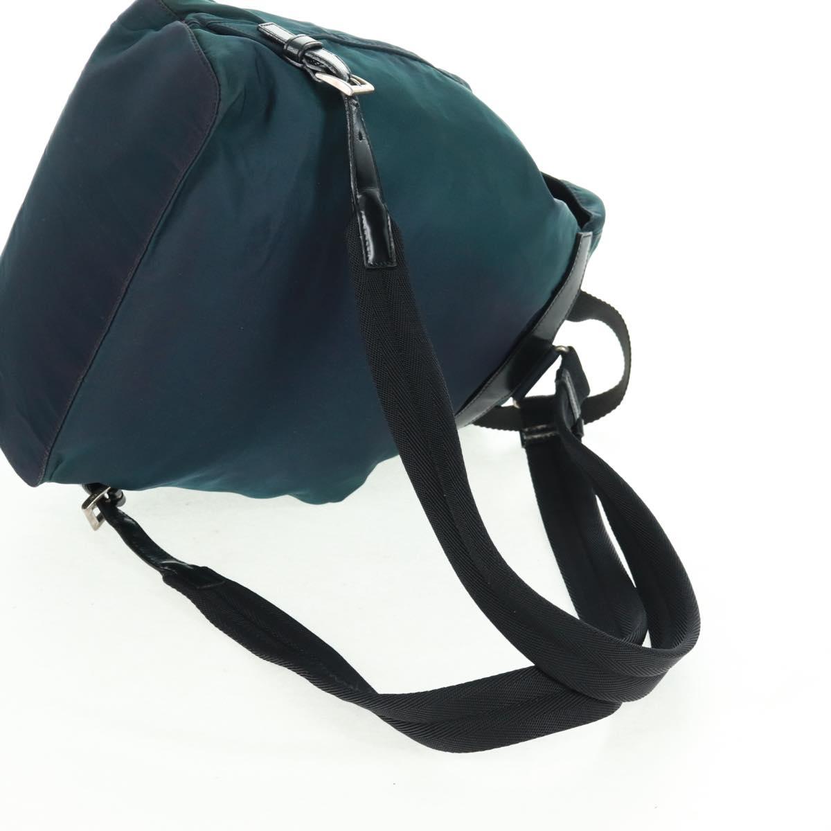 PRADA Backpack Nylon Green Silver Auth 161433