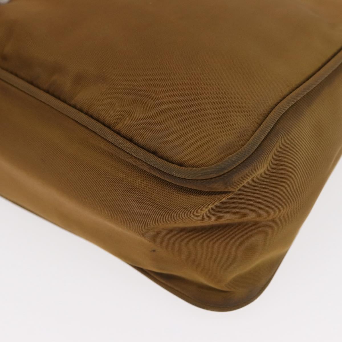 PRADA Hand Bag Nylon Brown Auth 161437