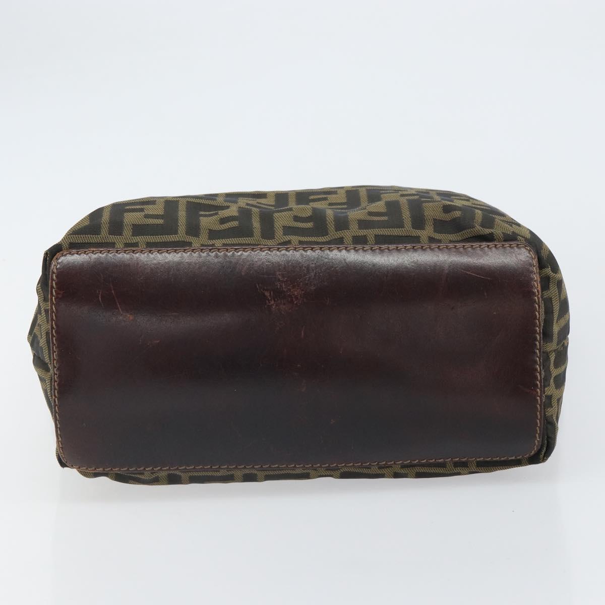 FENDI Zucca Canvas Hand Bag Brown Black Auth 161442