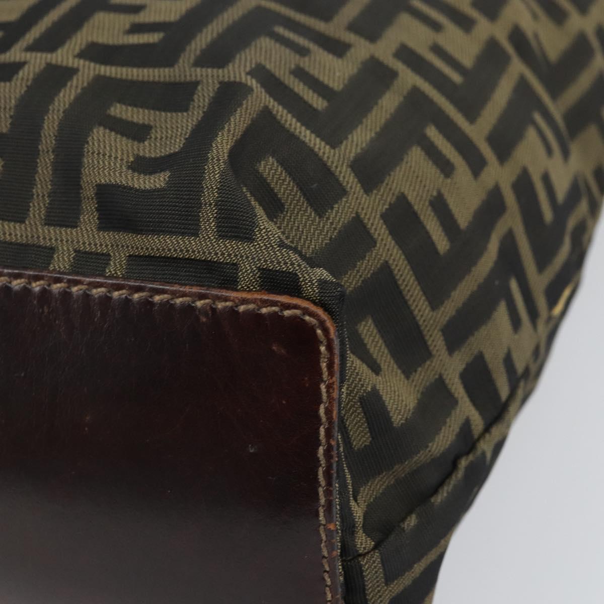 FENDI Zucca Canvas Hand Bag Brown Black Auth 161442