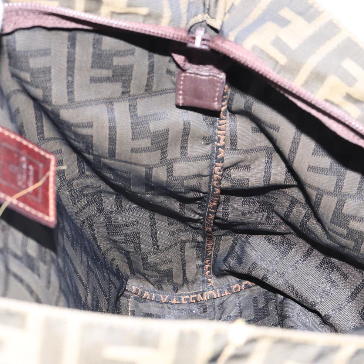 FENDI Zucca Canvas Hand Bag Brown Black Auth 161442