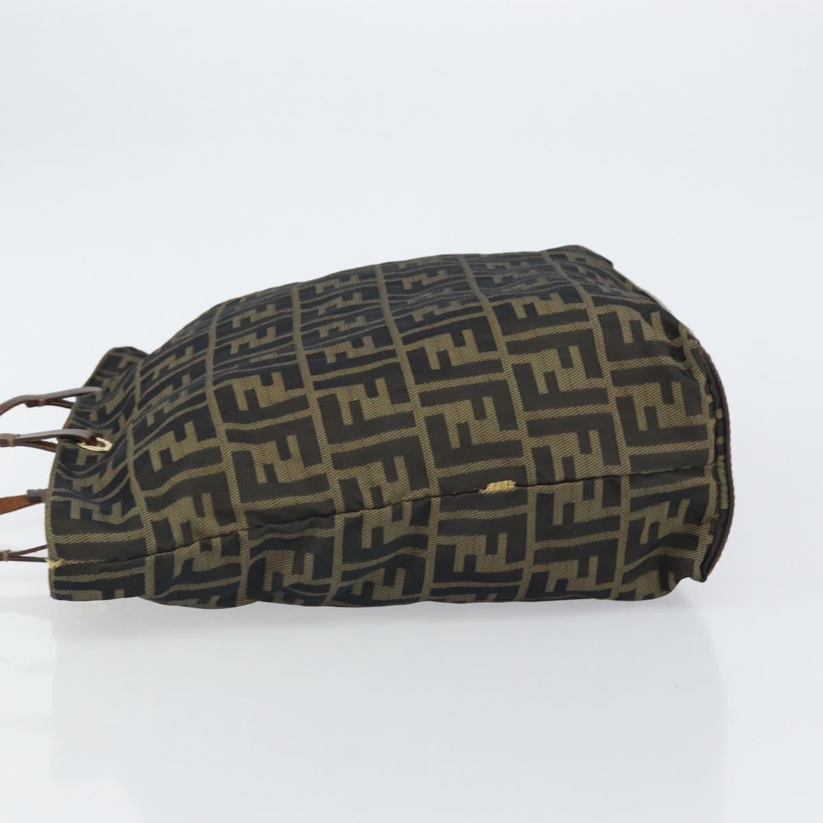 FENDI Zucca Canvas Hand Bag Brown Black Auth 161442
