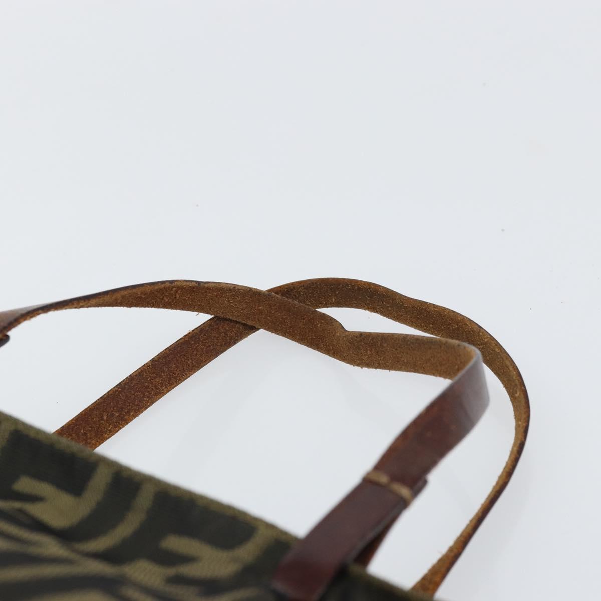 FENDI Zucca Canvas Hand Bag Brown Black Auth 161442