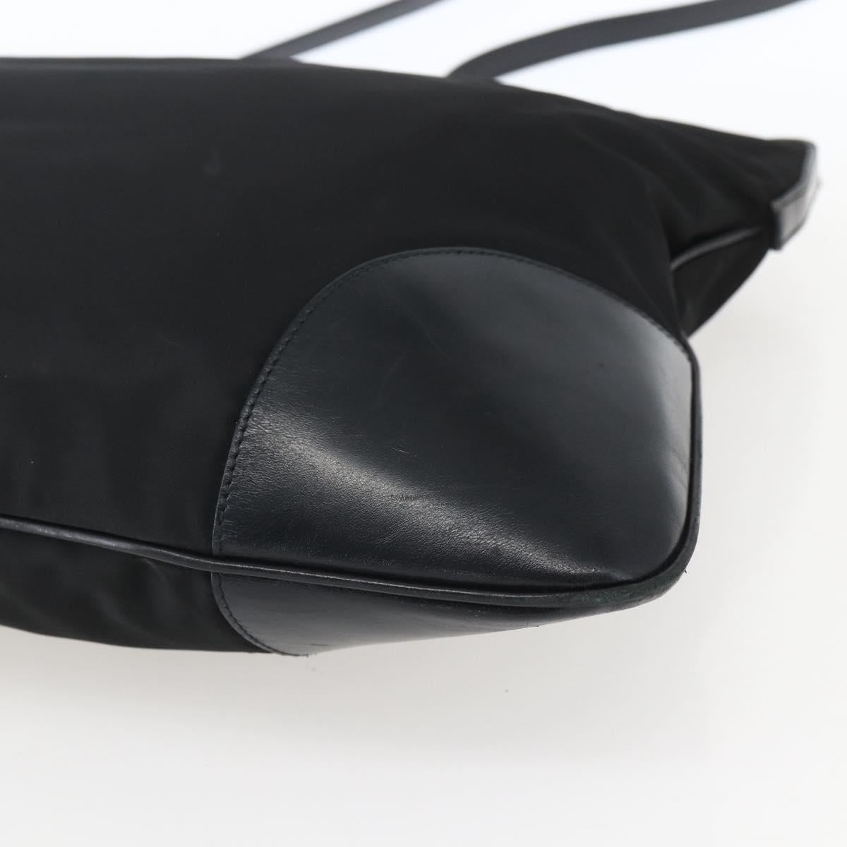 PRADA Shoulder Bag Nylon Black Silver Auth 161445