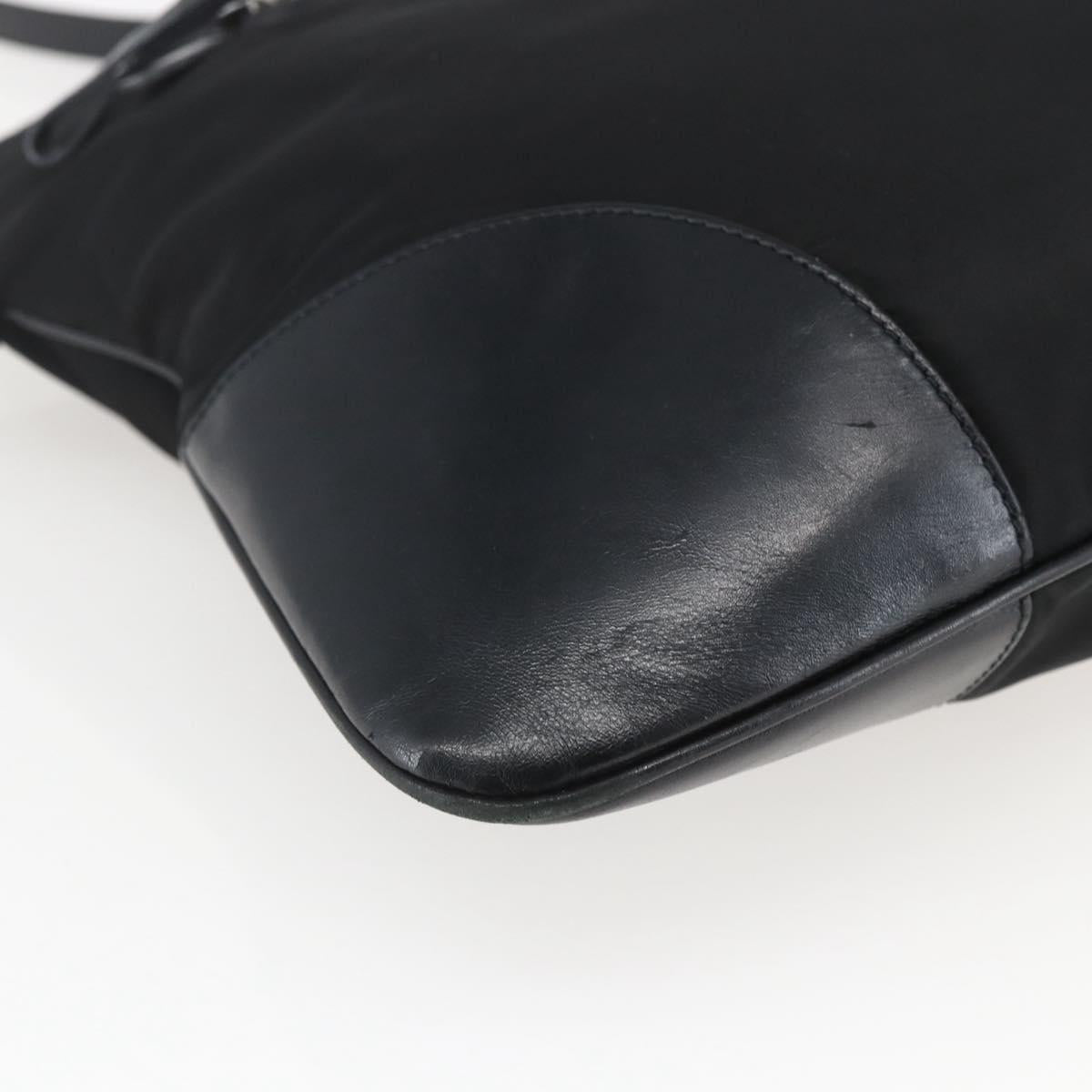 PRADA Shoulder Bag Nylon Black Silver Auth 161445