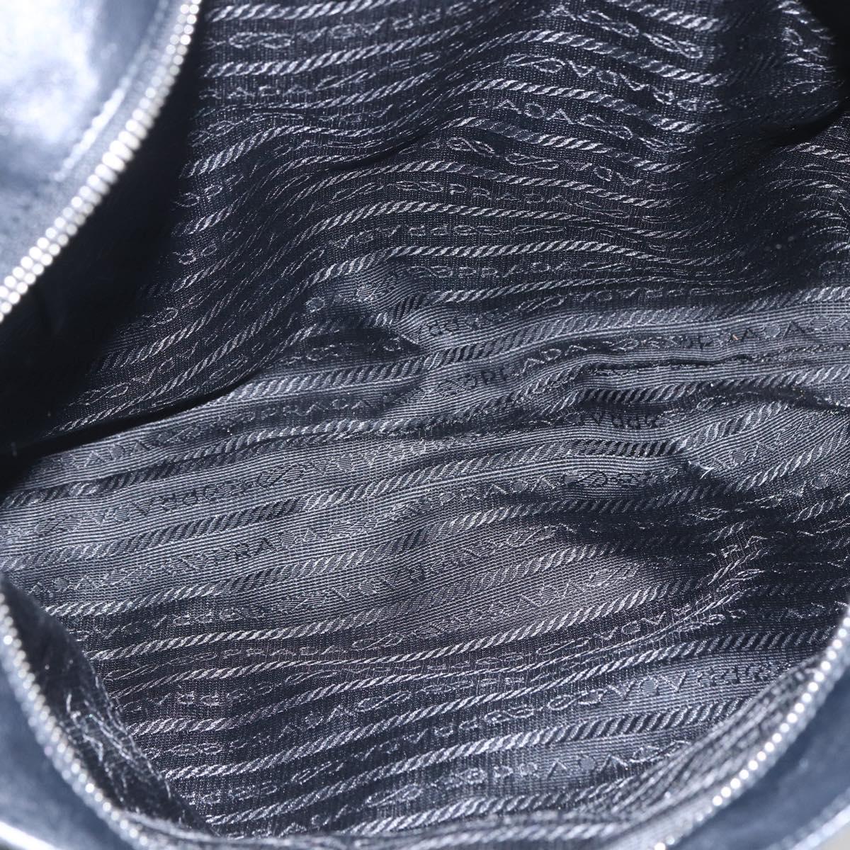 PRADA Shoulder Bag Nylon Black Silver Auth 161445