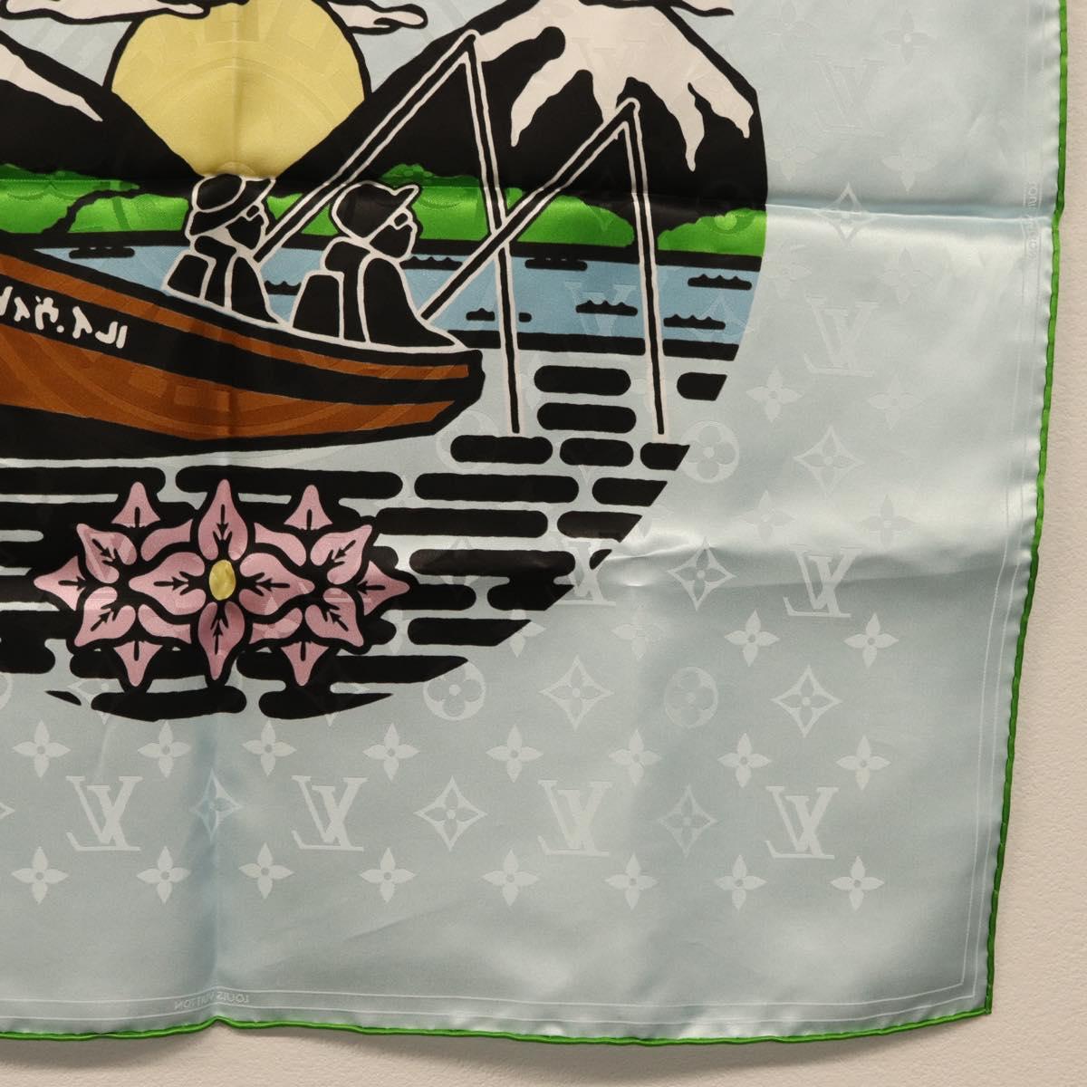 LOUIS VUITTON LV City Stamp Bandana S00 Scarf Light Blue M96939 LV Auth 161456SM