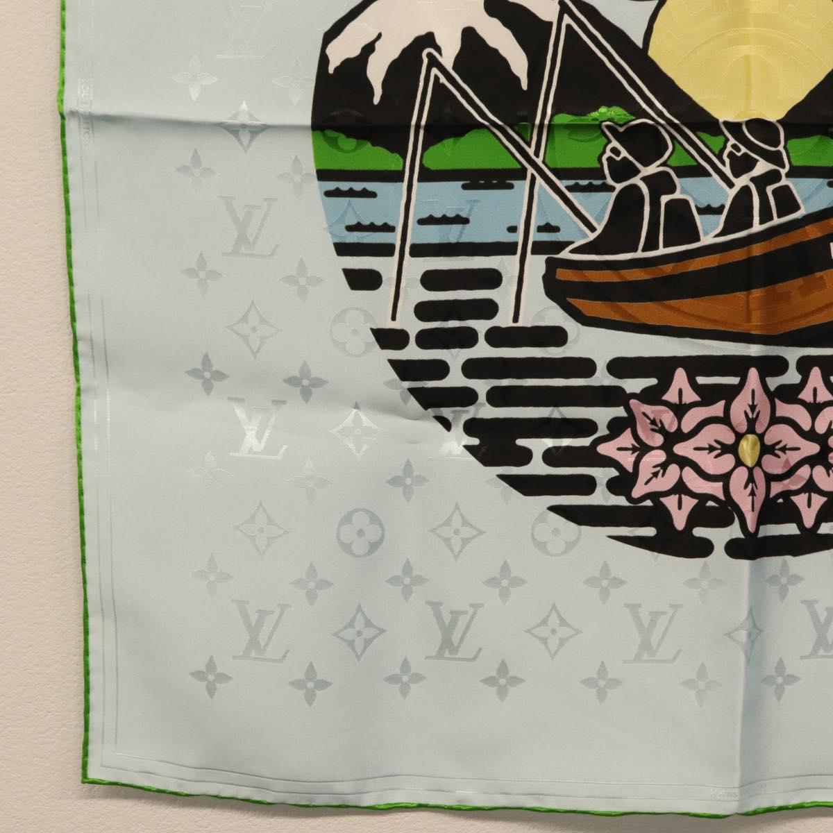 LOUIS VUITTON LV City Stamp Bandana S00 Scarf Light Blue M96939 LV Auth 161456SM
