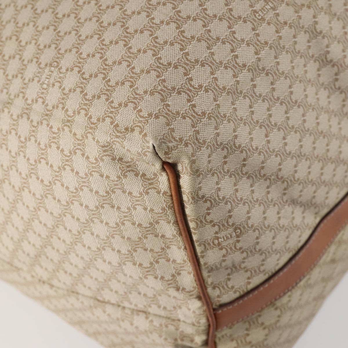 CELINE Macadam Canvas Boston Bag PVC Beige Gold Auth 161463