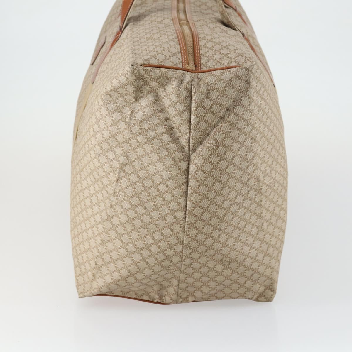 CELINE Macadam Canvas Boston Bag PVC Beige Gold Auth 161463