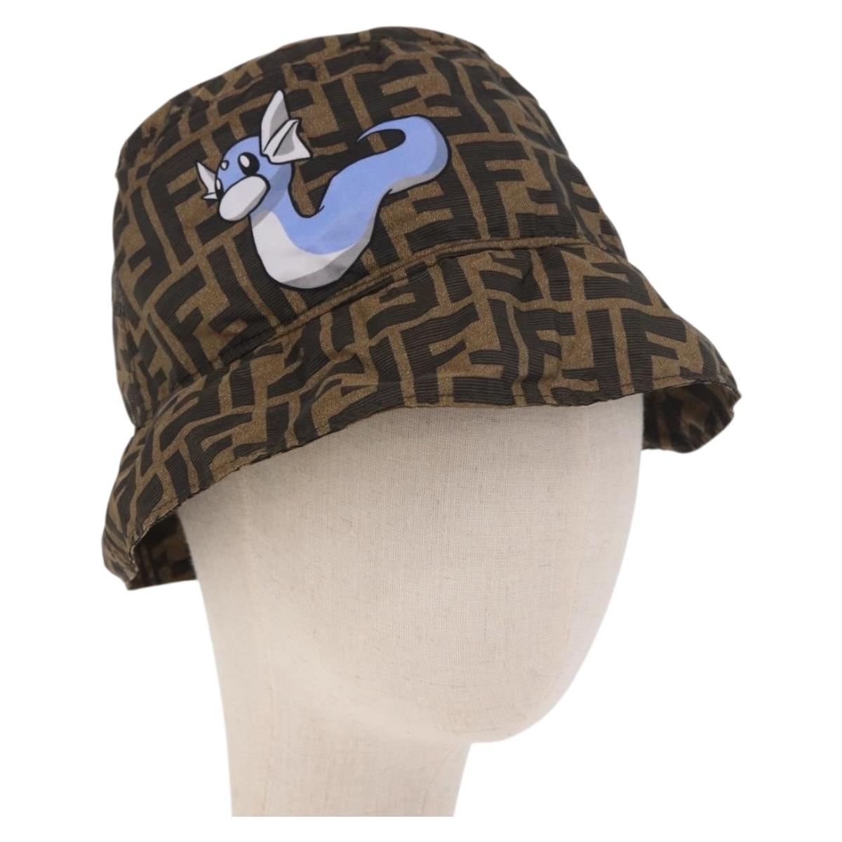 FENDI x FRGMT x POKÉMON ZUCCA Canvas Bucket Hat Mini-Dragon Brown Auth 161464SM