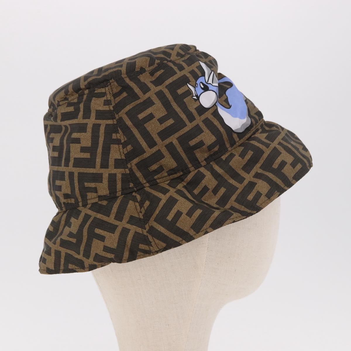 FENDI x FRGMT x POKÉMON ZUCCA Canvas Bucket Hat Mini-Dragon Brown Auth 161464SM