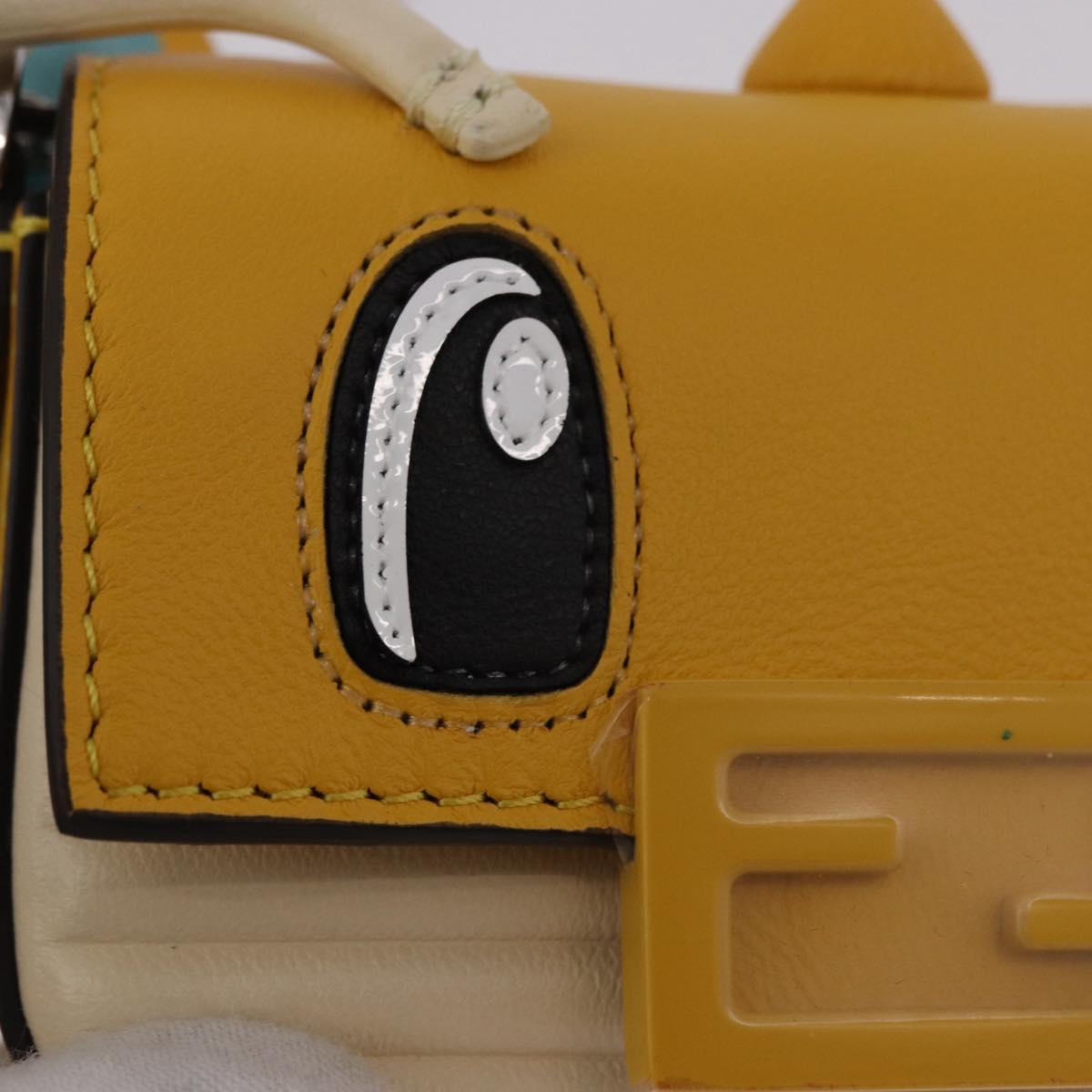 FENDI FRGMT x POKEMON Nano Bucket Bag Leather Yellow Silver Auth 161465SM