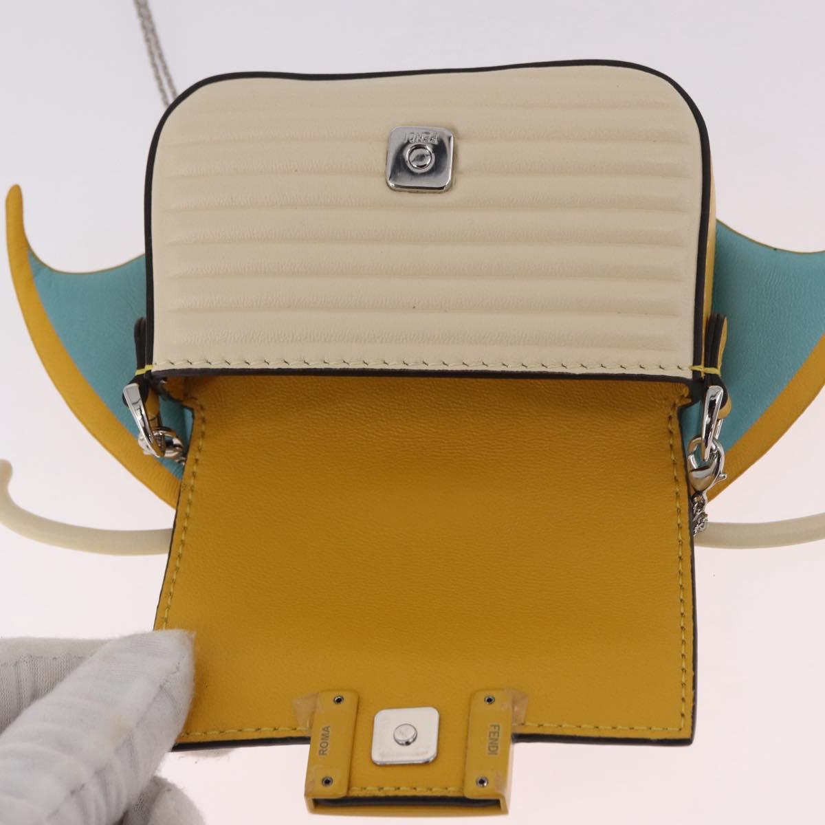 FENDI FRGMT x POKEMON Nano Bucket Bag Leather Yellow Silver Auth 161465SM