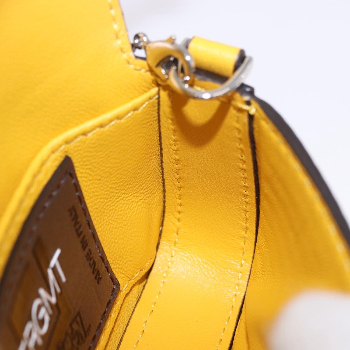 FENDI FRGMT x POKEMON Nano Bucket Bag Leather Yellow Silver Auth 161465SM