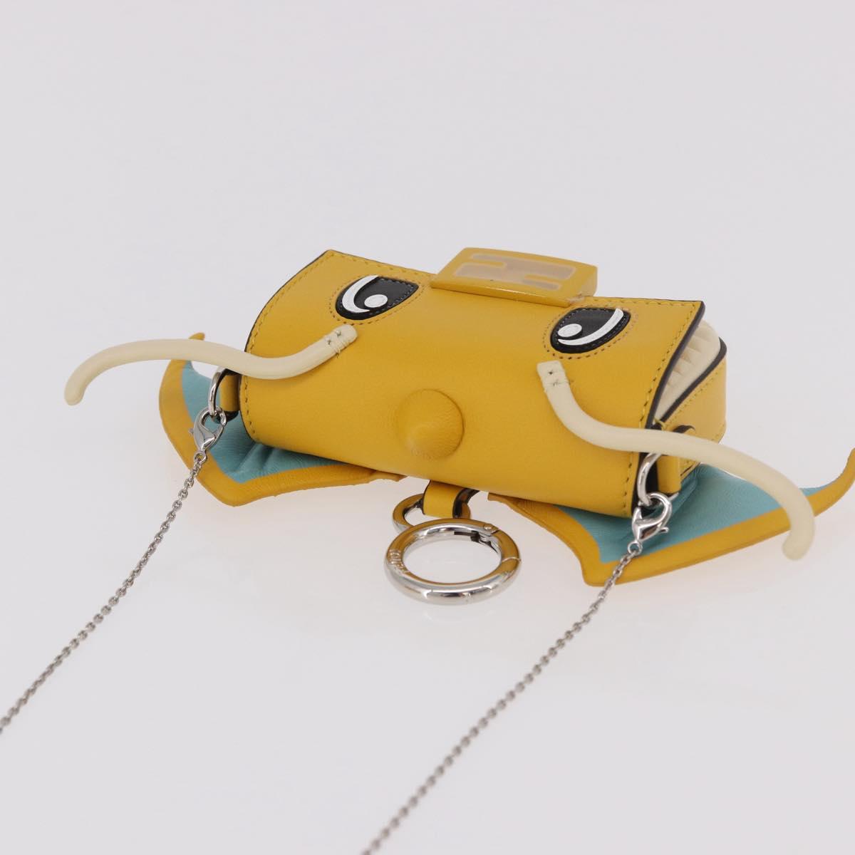 FENDI FRGMT x POKEMON Nano Bucket Bag Leather Yellow Silver Auth 161465SM