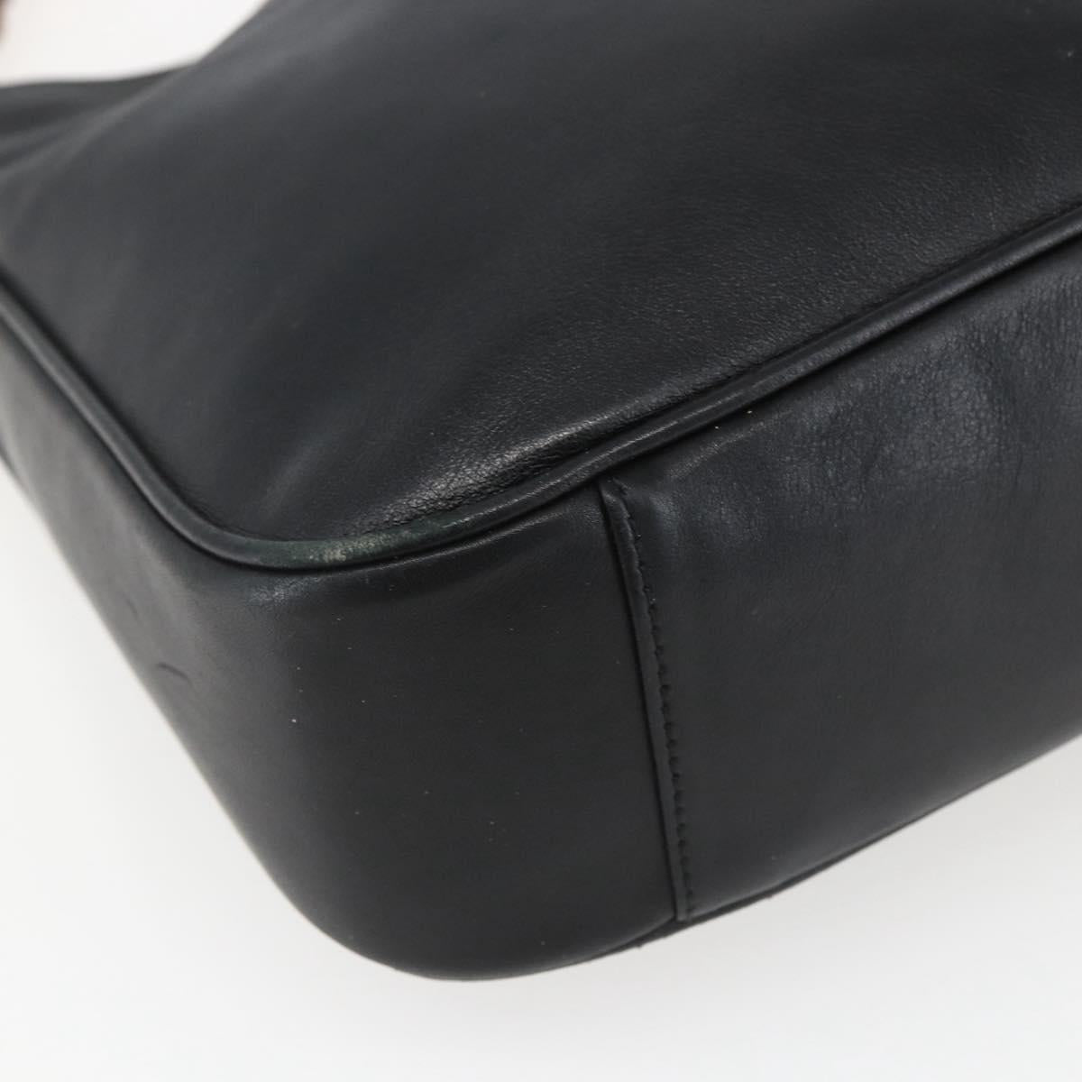 GUCCI Bamboo Hand Bag Leather 2way Black Gold 001 1705 1638 Auth 161481