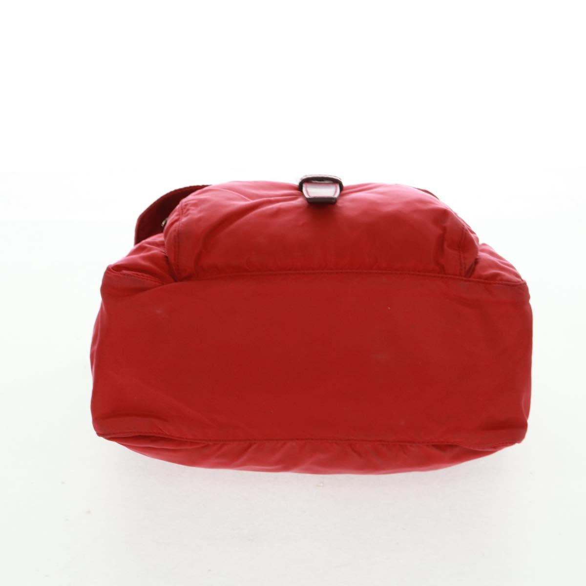 PRADA Shoulder Bag Nylon Red Silver Auth 161482