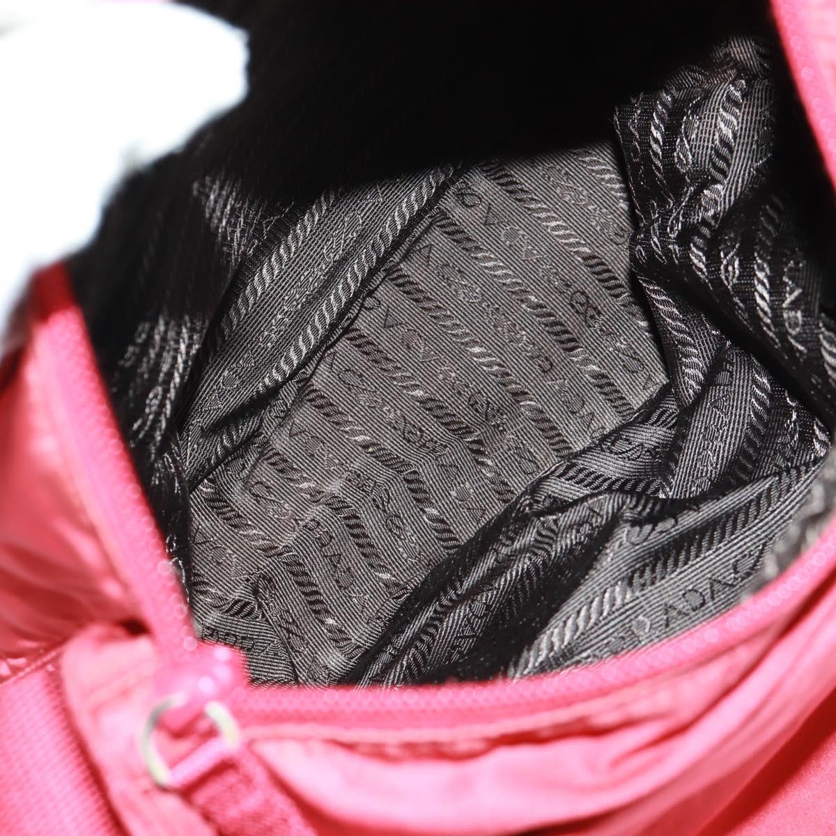 PRADA Shoulder Bag Nylon Red Silver Auth 161482