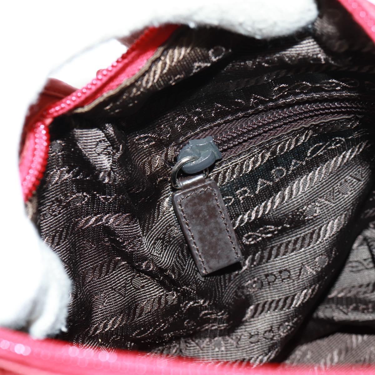 PRADA Shoulder Bag Nylon Red Silver Auth 161482