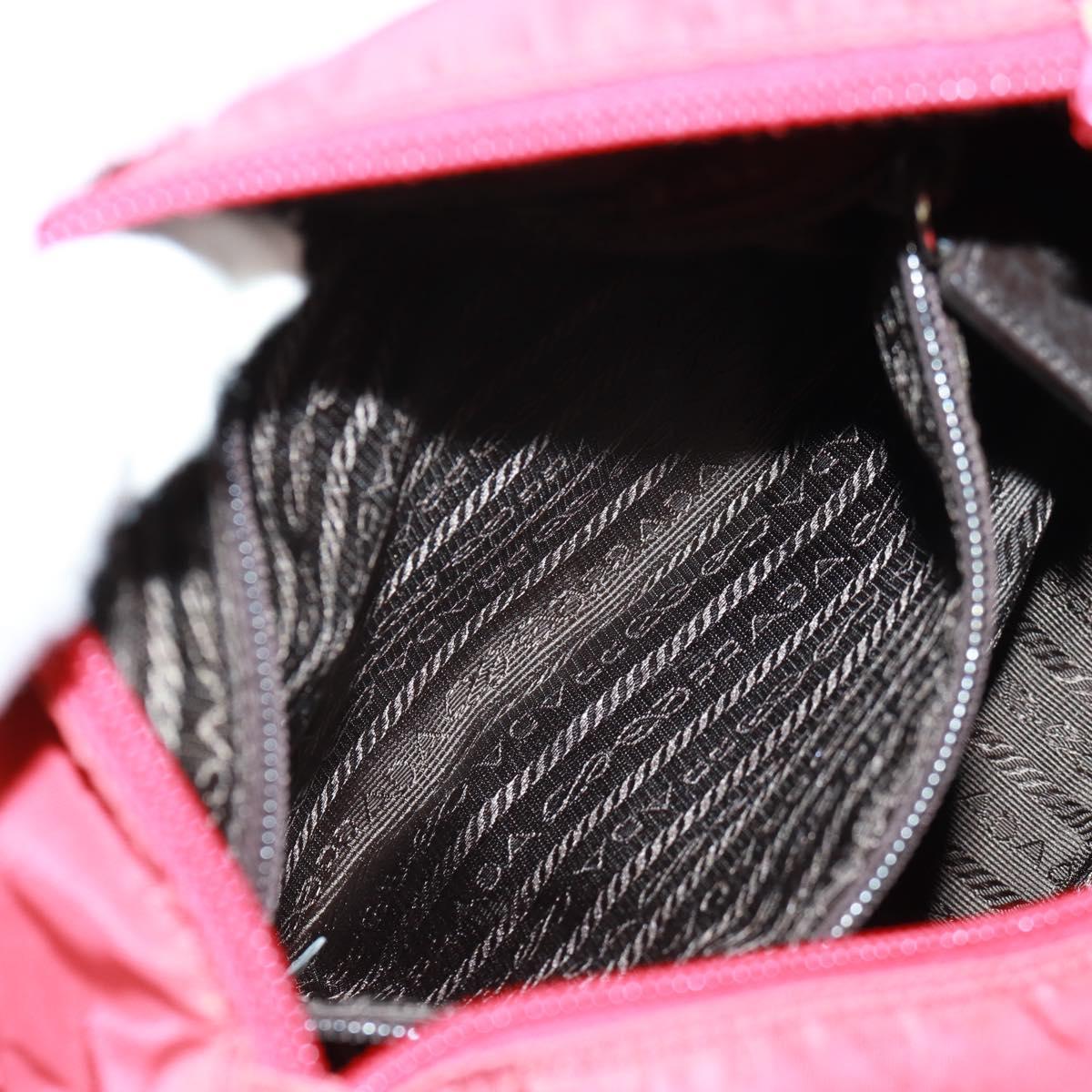 PRADA Shoulder Bag Nylon Red Silver Auth 161482