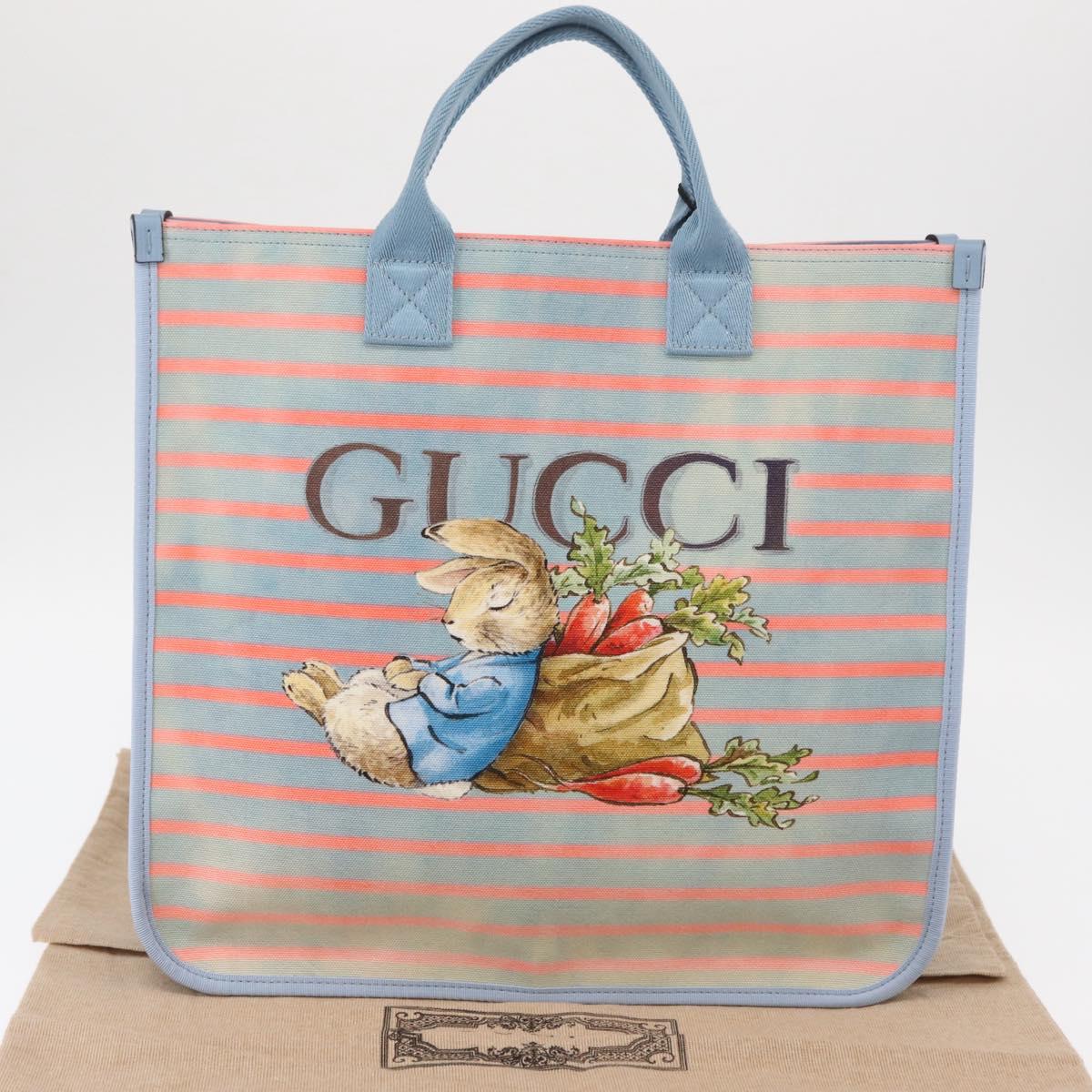 GUCCI Hand Bag Canvas Light Blue 605831 Auth 161483M