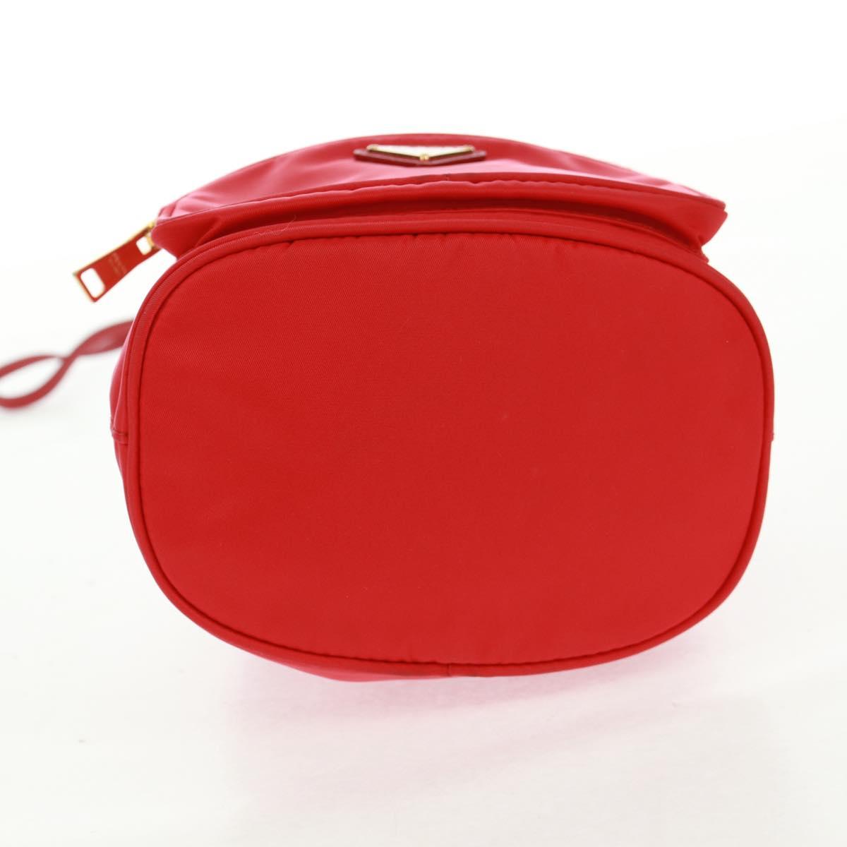 PRADA Shoulder Bag Nylon 2way Red Gold Auth 161489V