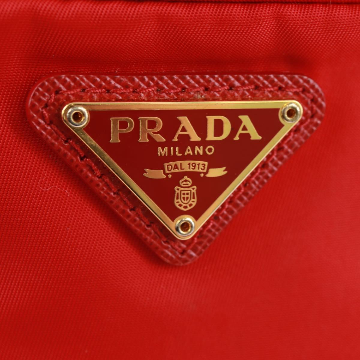 PRADA Shoulder Bag Nylon 2way Red Gold Auth 161489V
