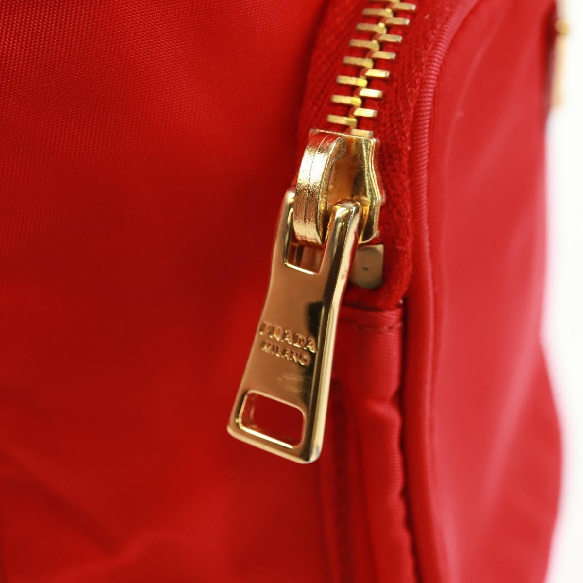 PRADA Shoulder Bag Nylon 2way Red Gold Auth 161489V