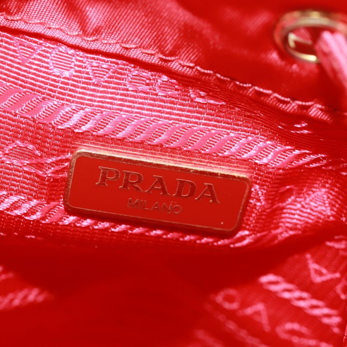 PRADA Shoulder Bag Nylon 2way Red Gold Auth 161489V