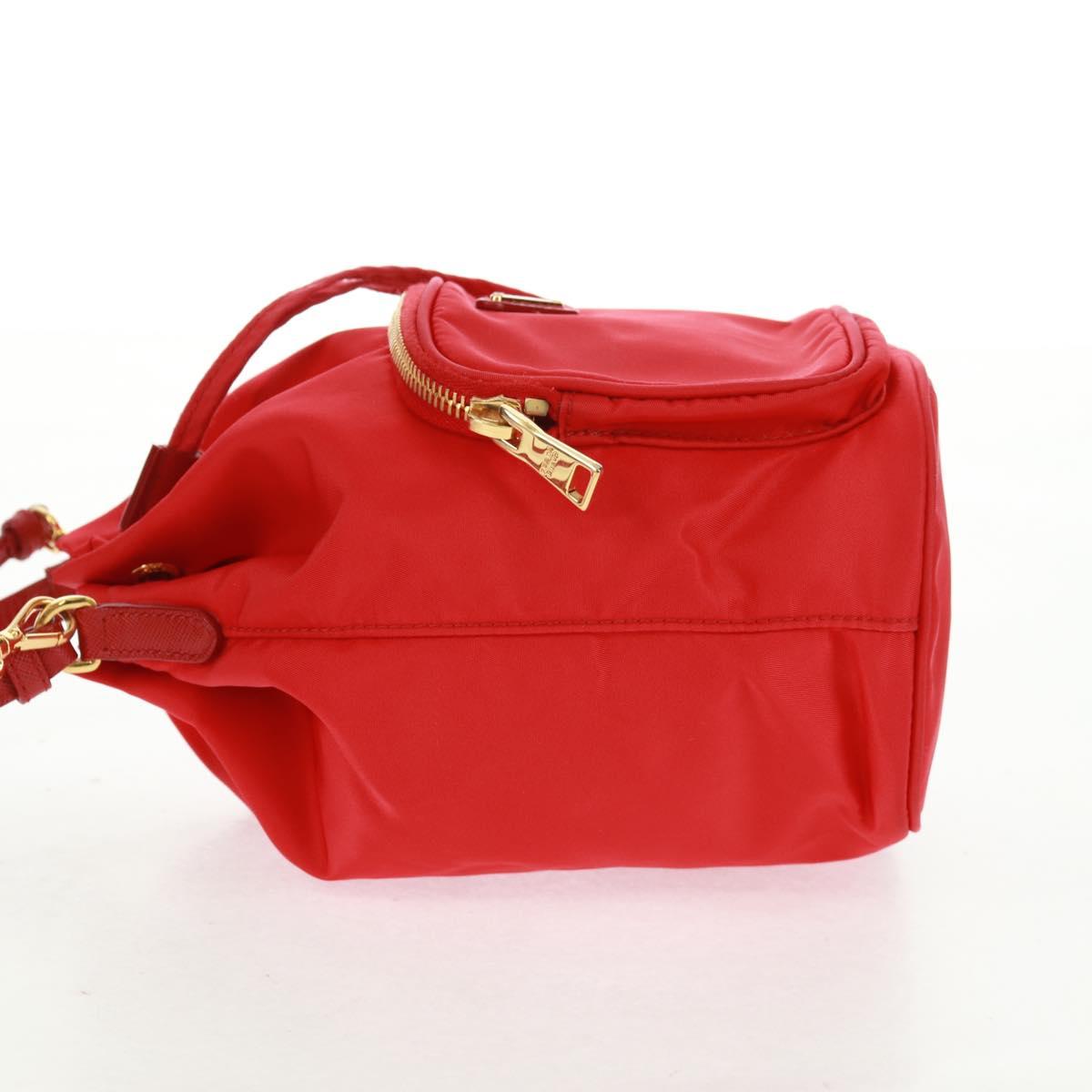 PRADA Shoulder Bag Nylon 2way Red Gold Auth 161489V