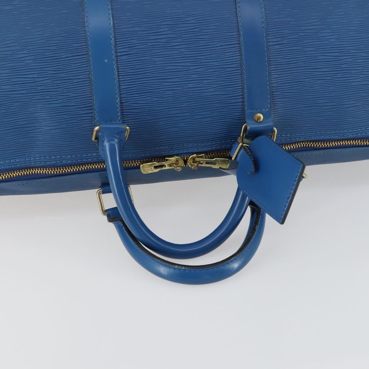 LOUIS VUITTON Epi Keepall 50 Boston Bag Blue M42965 LV Auth 161491