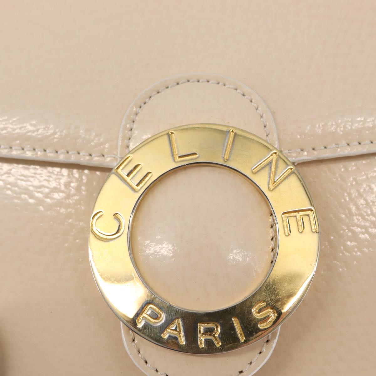 CELINE Circle Shoulder Bag Enamel Ivory Gold Auth 161499