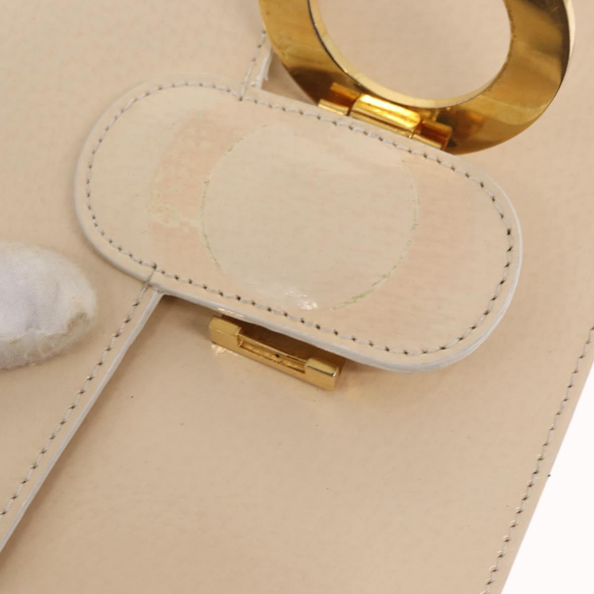 CELINE Circle Shoulder Bag Enamel Ivory Gold Auth 161499