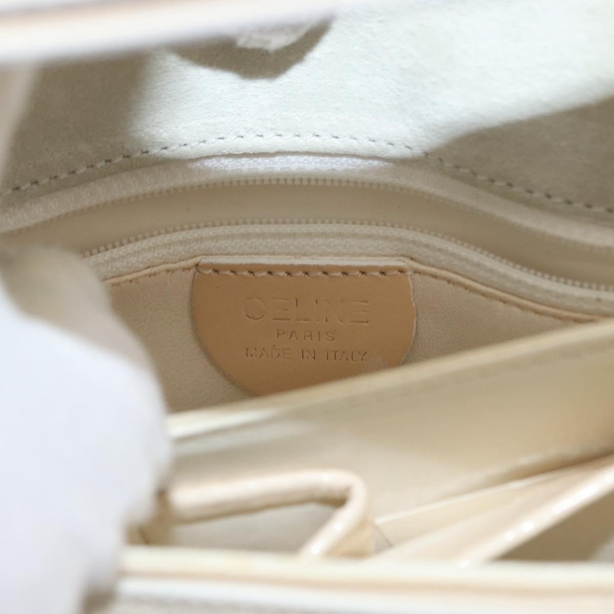CELINE Circle Shoulder Bag Enamel Ivory Gold Auth 161499