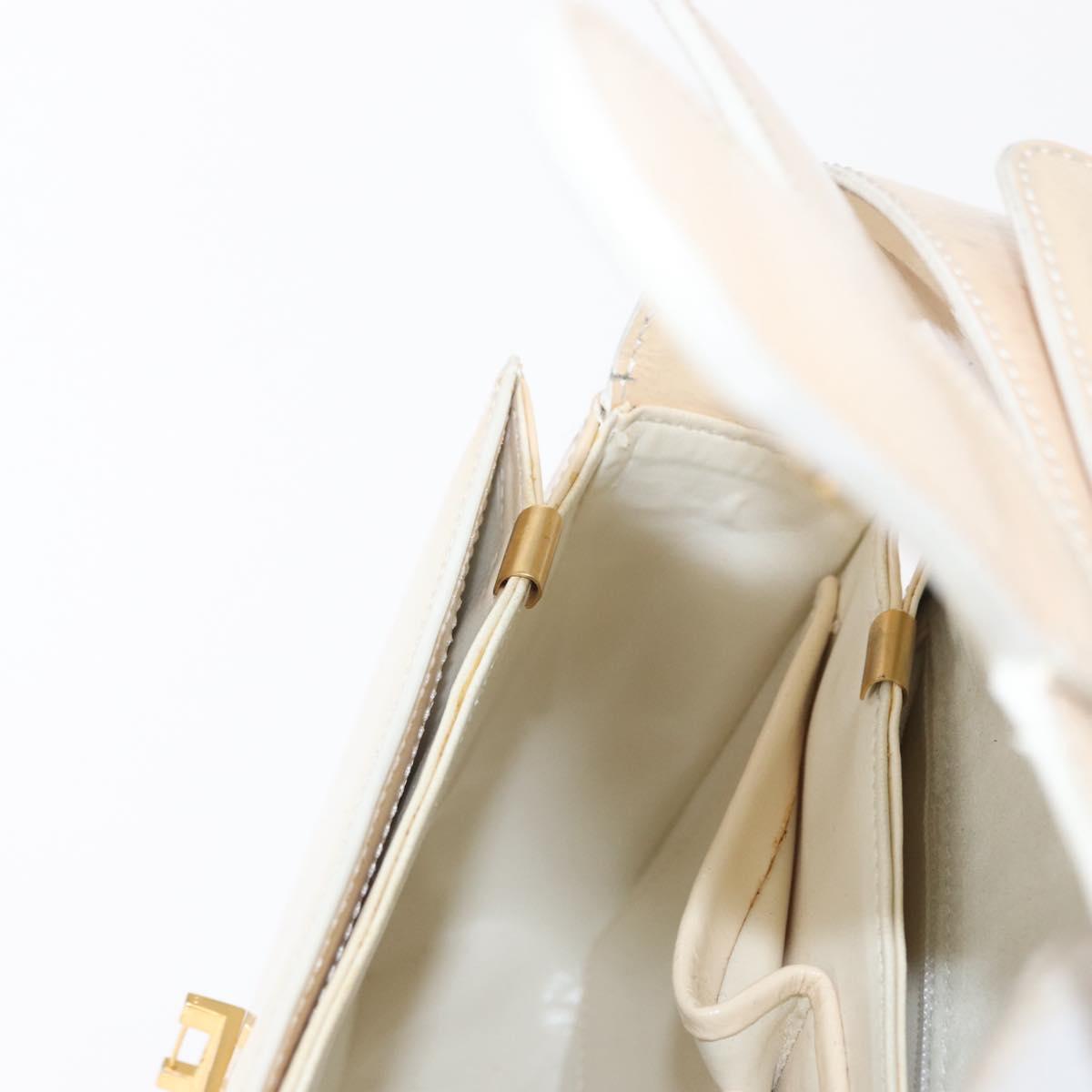 CELINE Circle Shoulder Bag Enamel Ivory Gold Auth 161499
