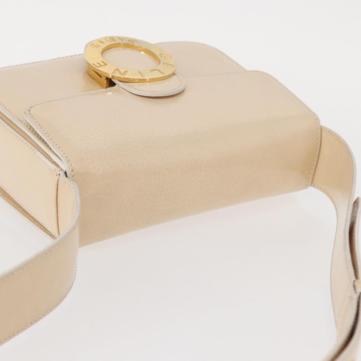 CELINE Circle Shoulder Bag Enamel Ivory Gold Auth 161499