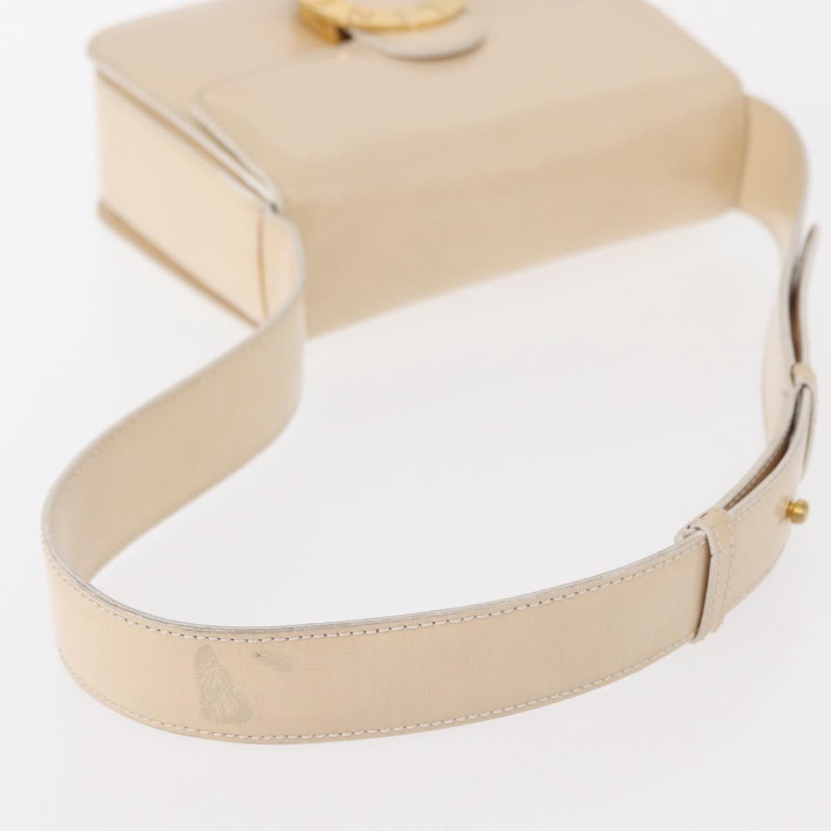 CELINE Circle Shoulder Bag Enamel Ivory Gold Auth 161499