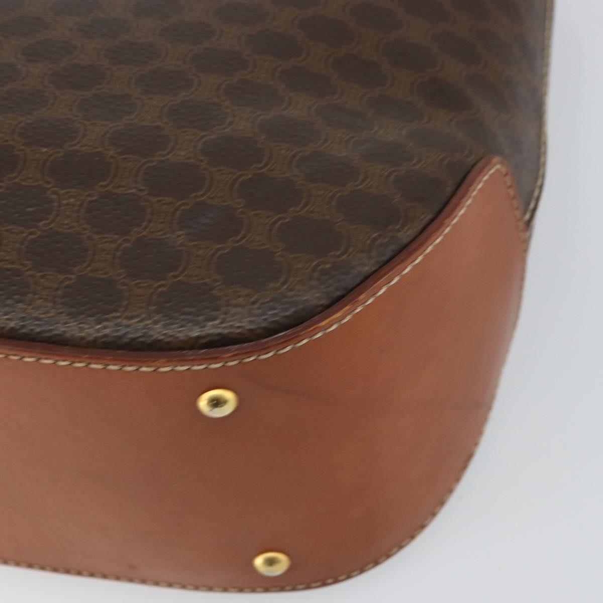CELINE Macadam Canvas Hand Bag PVC Leather 2way Brown Gold Auth 161500