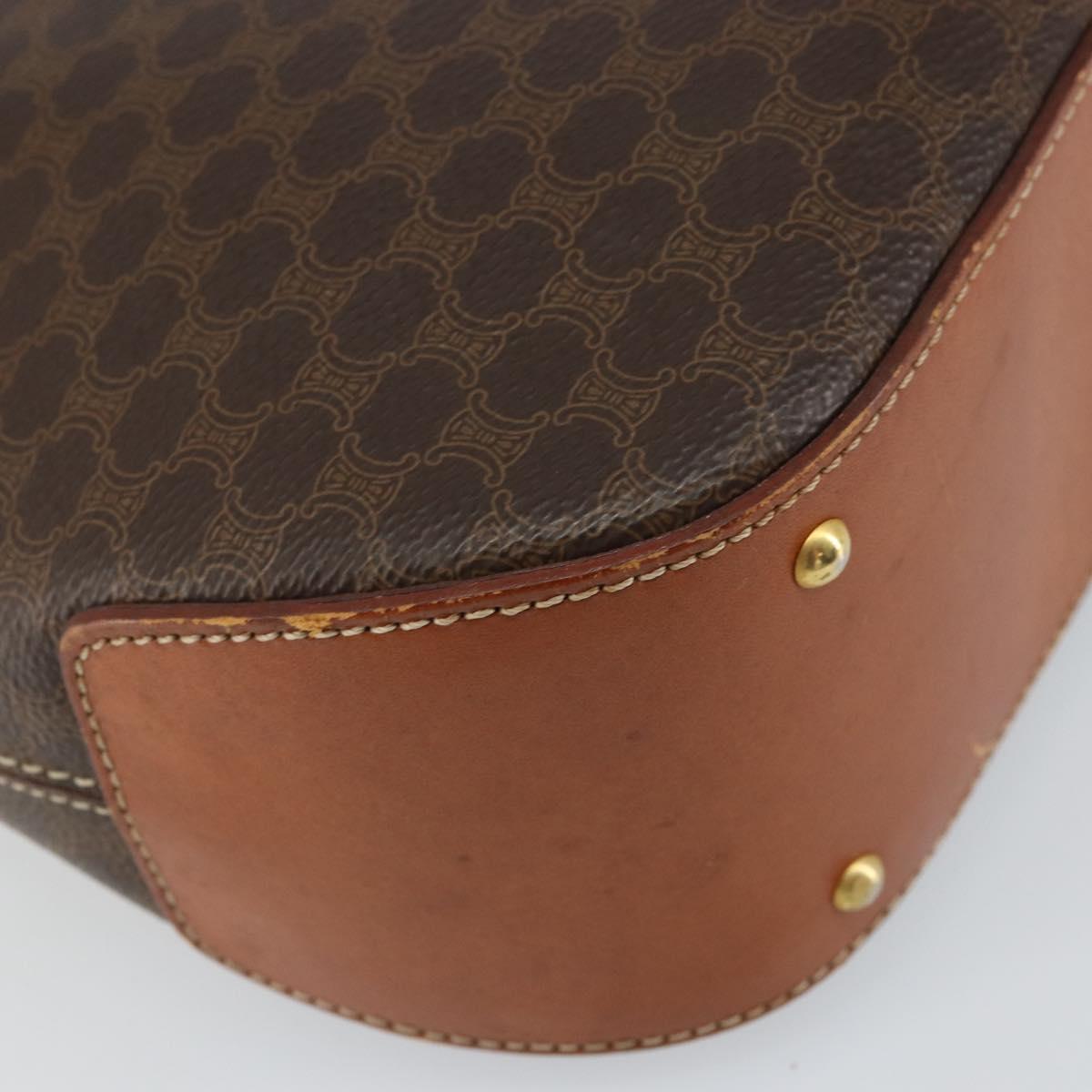 CELINE Macadam Canvas Hand Bag PVC Leather 2way Brown Gold Auth 161500
