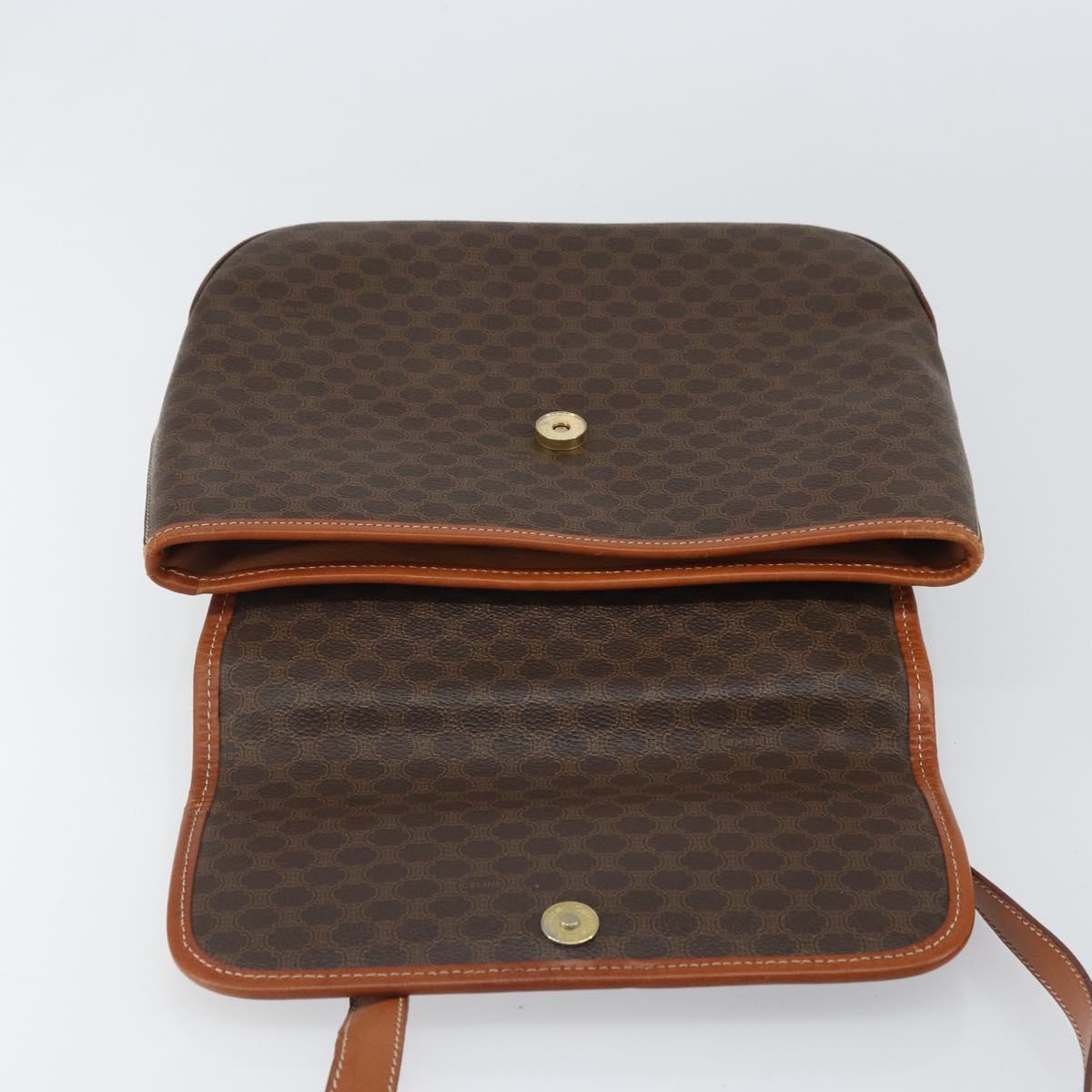 CELINE Macadam Canvas Hand Bag PVC Leather 2way Brown Gold Auth 161500