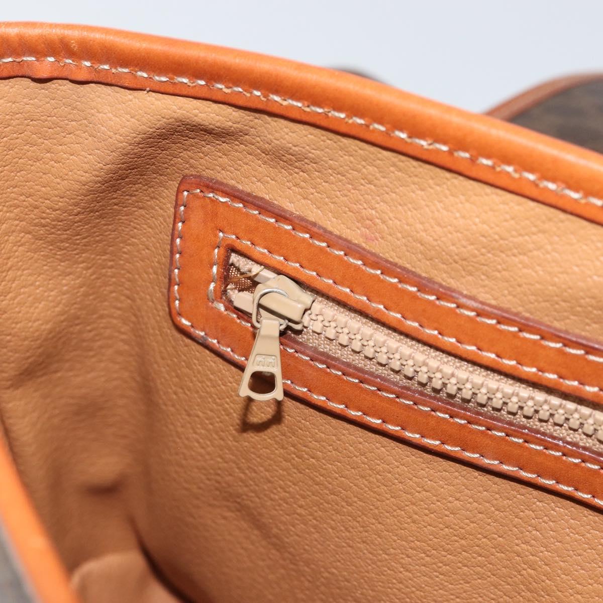 CELINE Macadam Canvas Hand Bag PVC Leather 2way Brown Gold Auth 161500